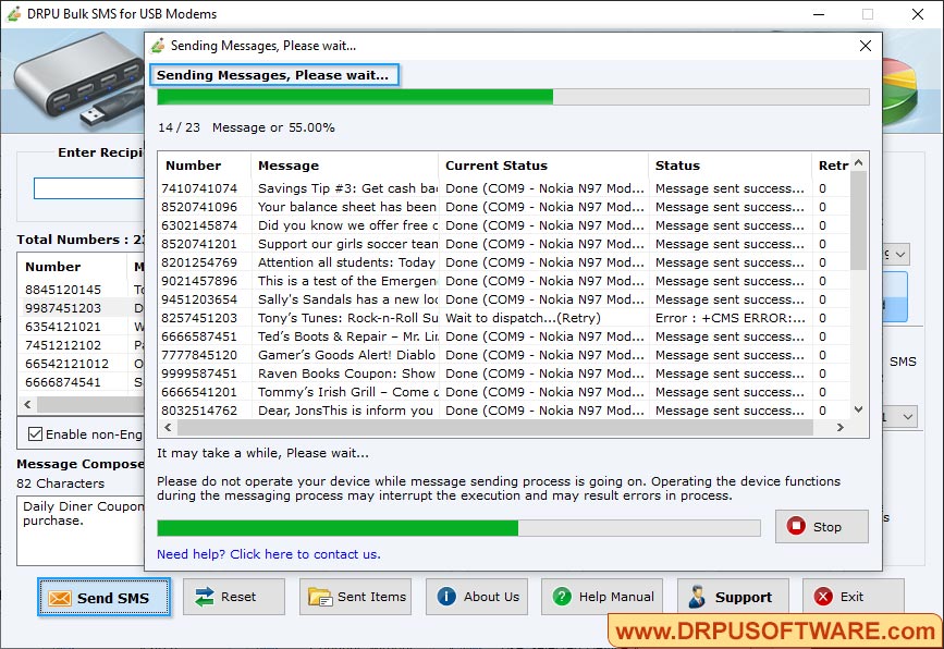 DRPU Bulk SMS for USB Modems