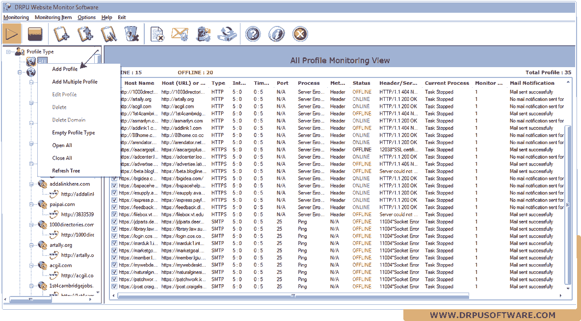 DRPU Website Monitoring Software