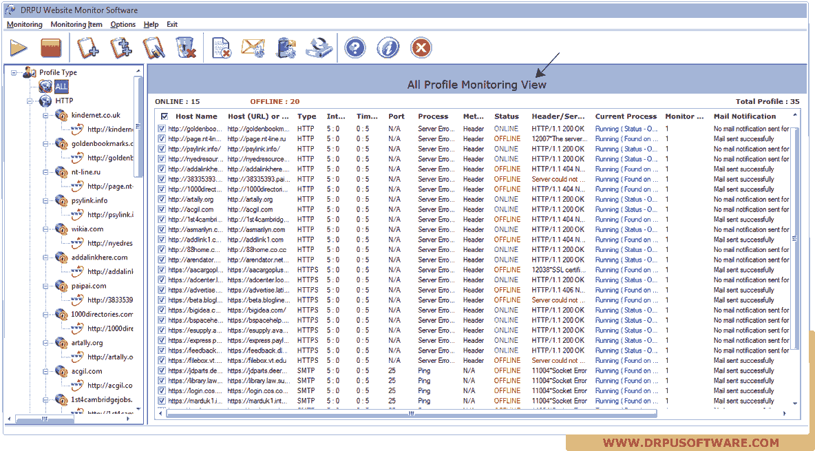 DRPU Website Monitoring Software