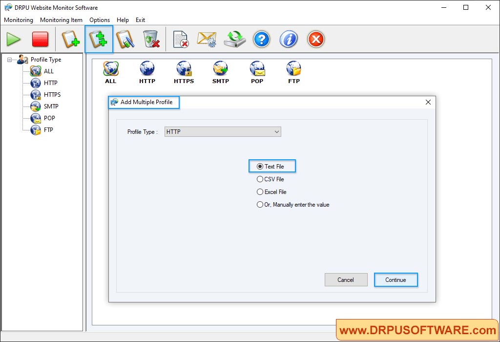 multiple's website URL DRPU Website Monitoring Software