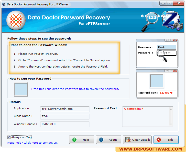 Password Recovery Software For zFTPServer