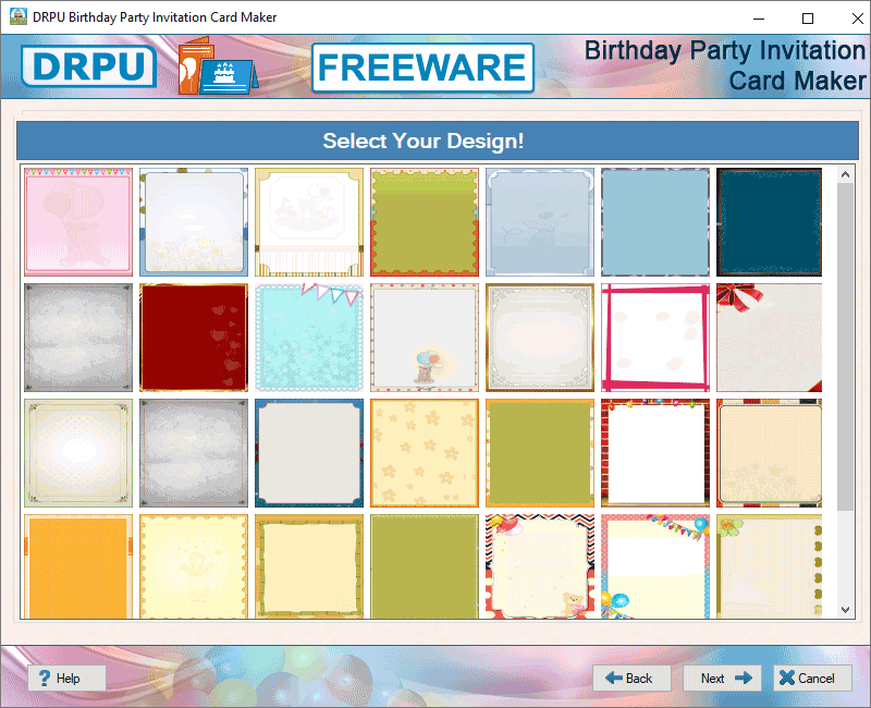 Screenshot of Freeware Birthday Invitation Card Maker 2.2.0.0