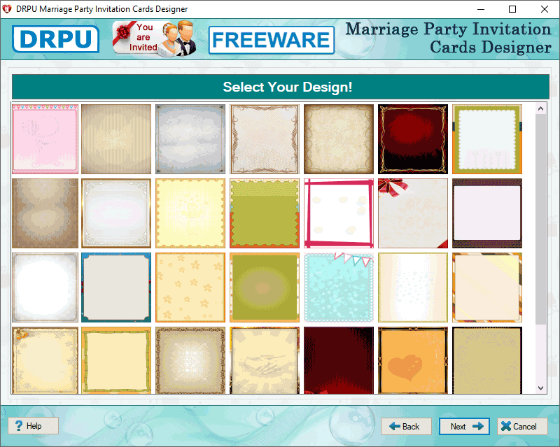 Screenshot of Freeware Marriage Invitation Card Maker