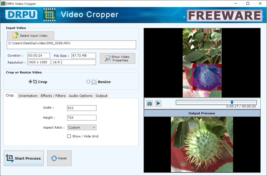 Screenshot of DRPU Video Cropper Freeware Software
