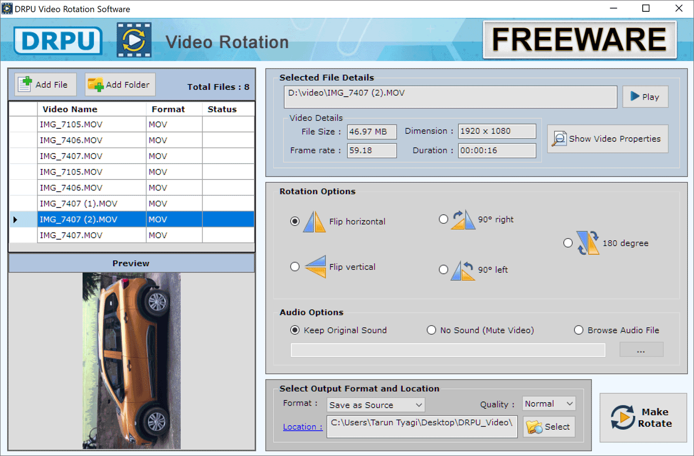DRPU Video Rotator Freeware Software boxshot